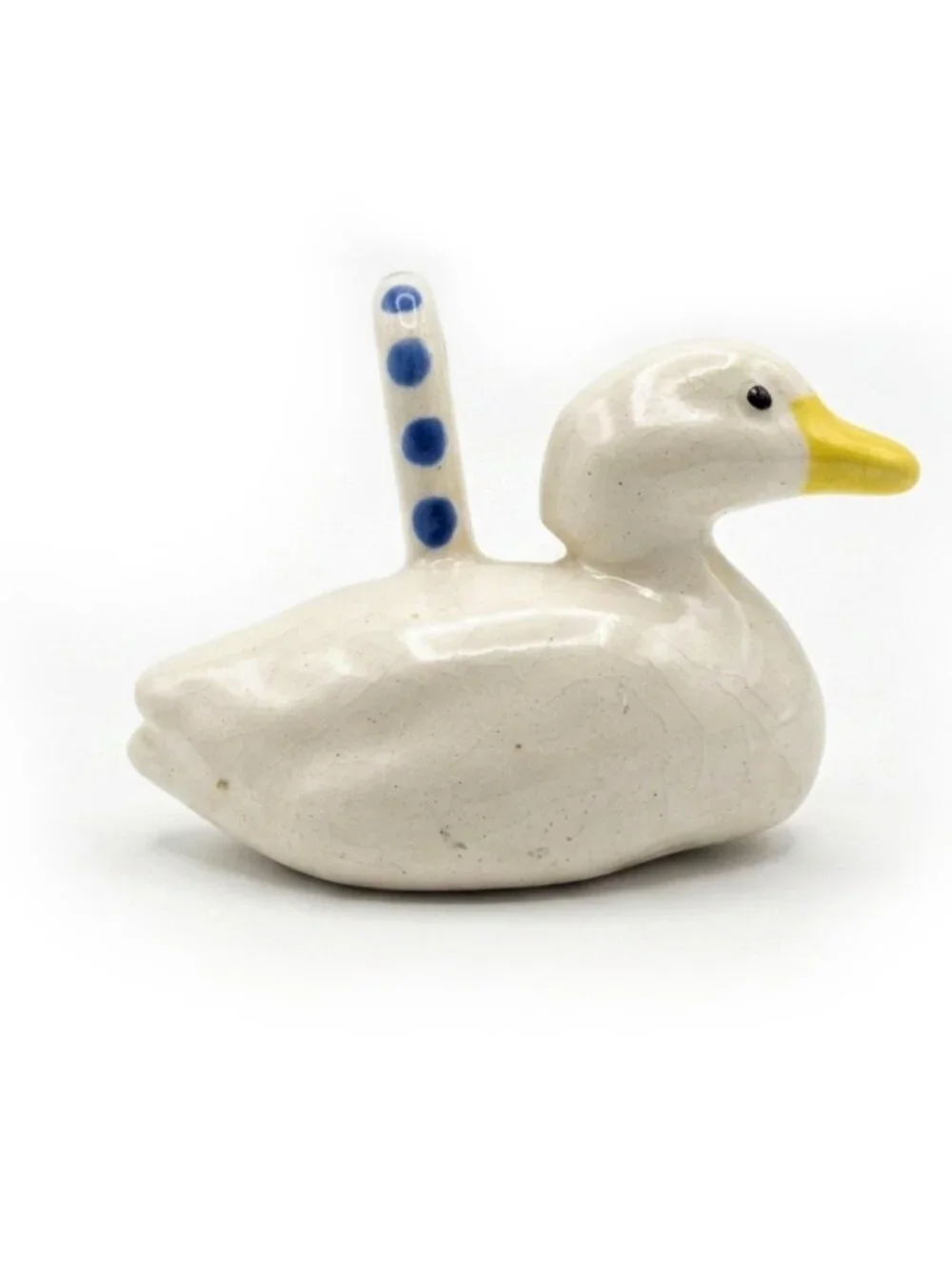 Vintage Original Parrot Pearls Hand Painted Ceramic Duck Pendant Charm